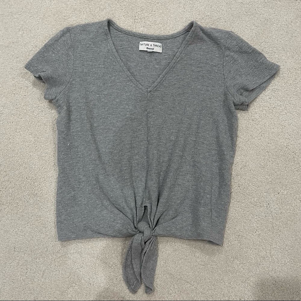 Madewell grey tie front tee size XS